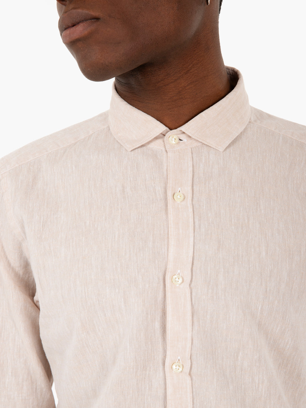 Camicia in cotone e lino beige