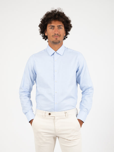 Camicia in cotone fil a fil azzurro