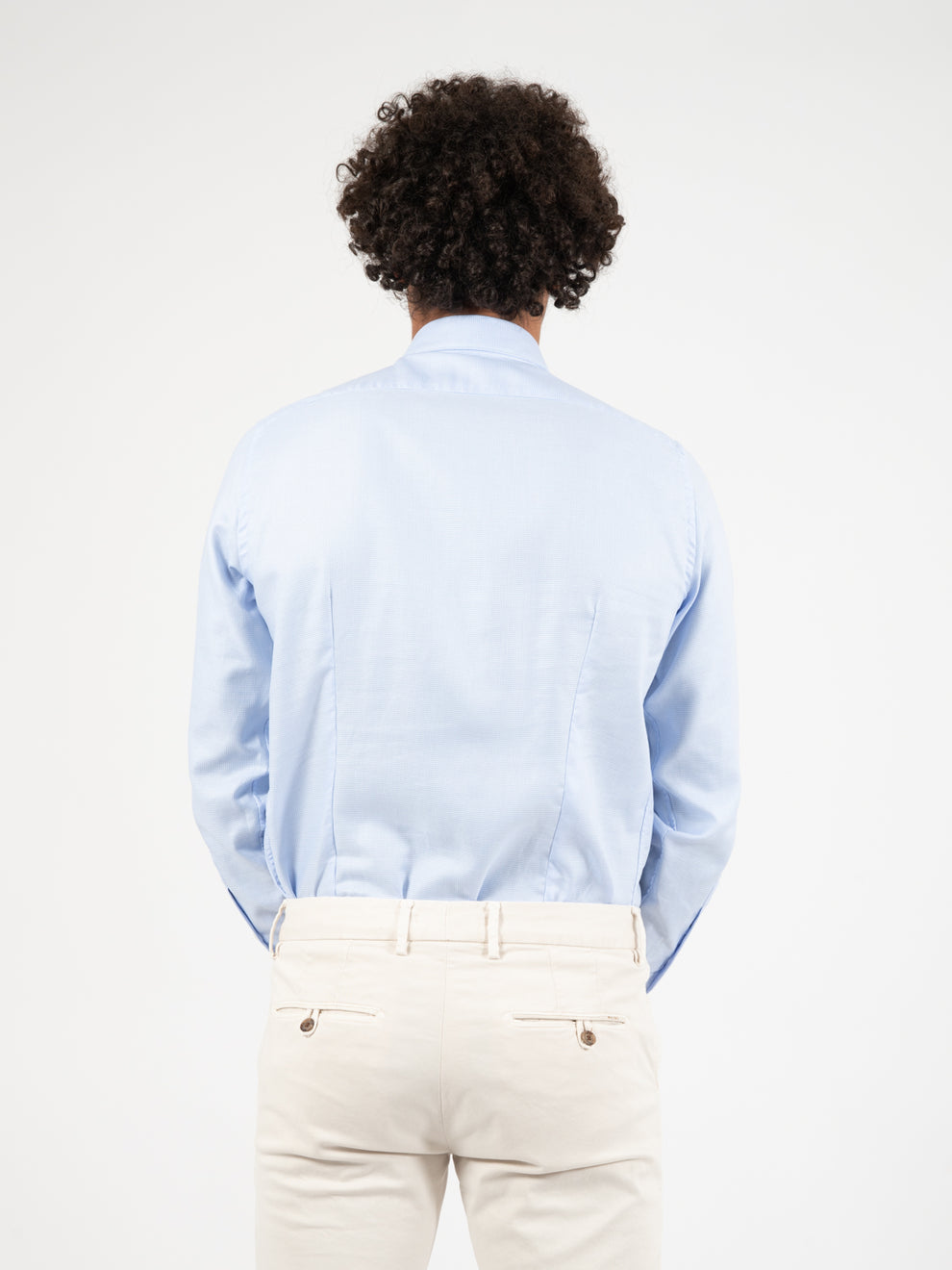Camicia in cotone fil a fil azzurro