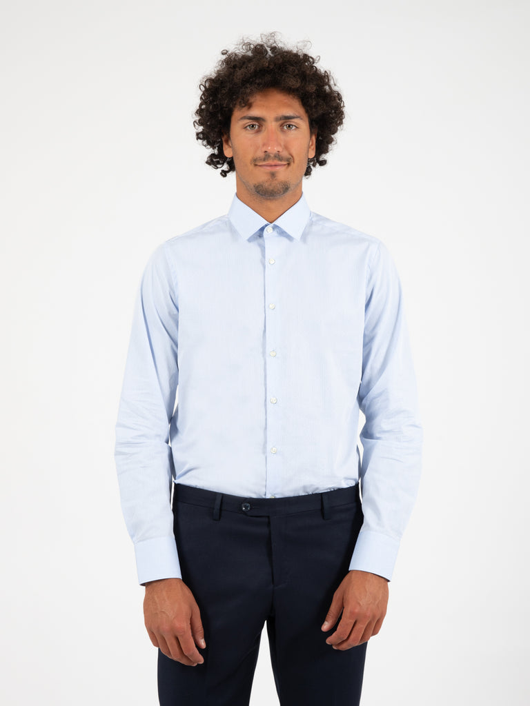 GMF - Camicia in cotone microfantasia azzurro