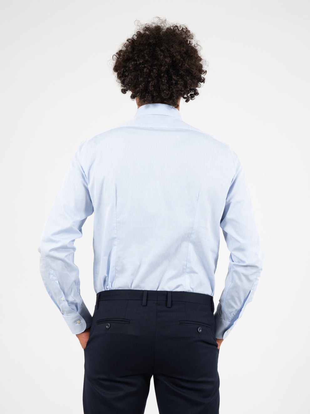 Camicia in cotone microfantasia azzurro