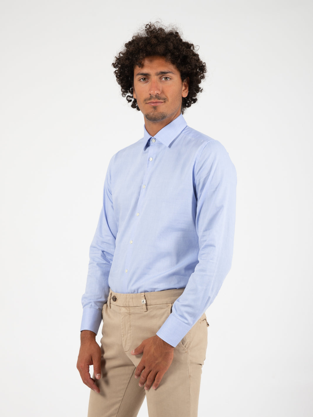 Camicia in cotone operato azzurro