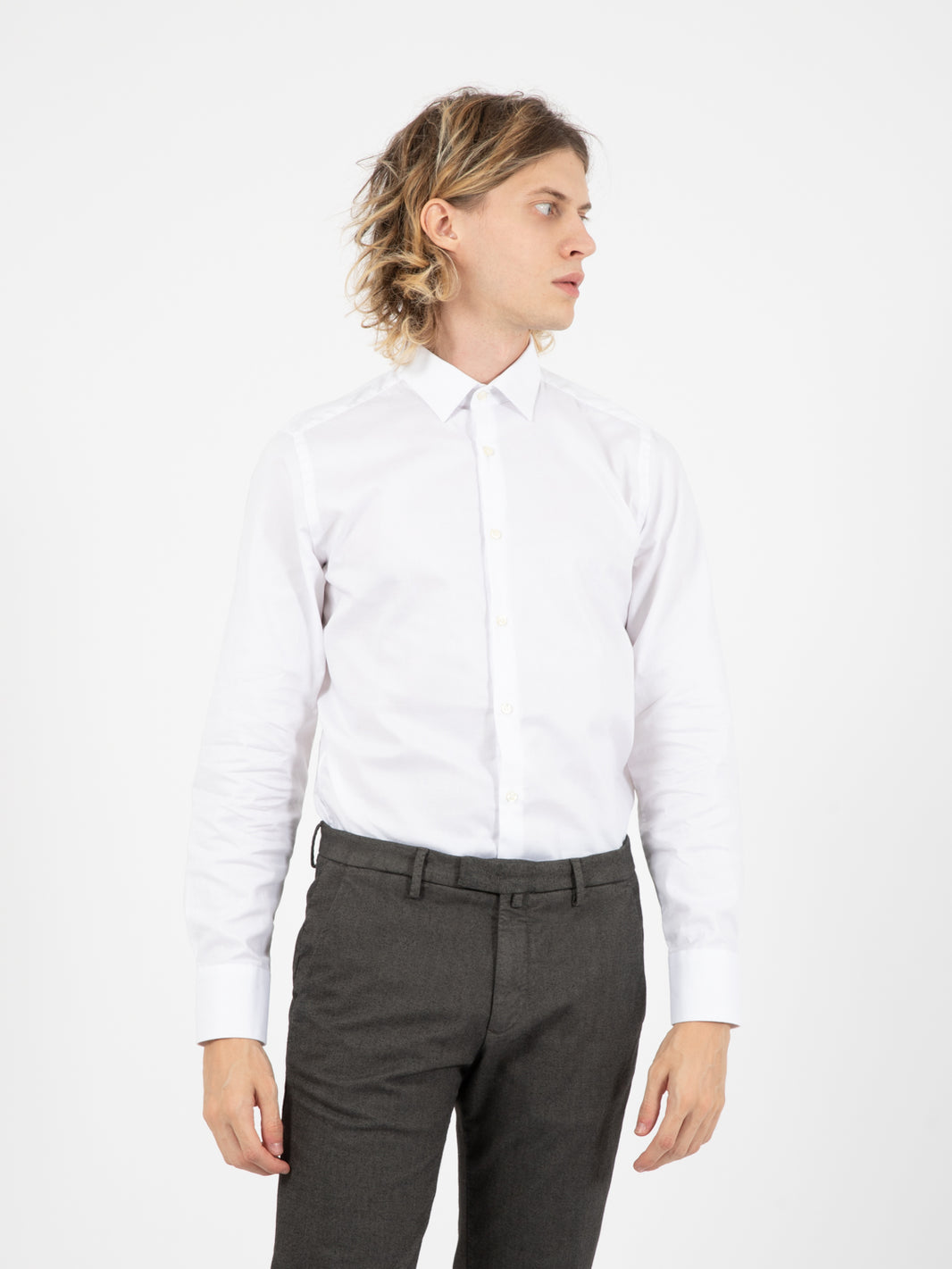 Camicia in cotone operato bianco