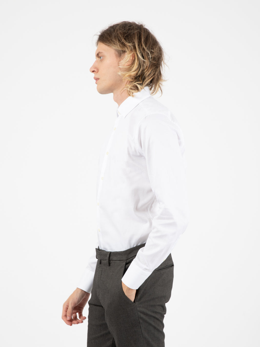 Camicia in cotone operato bianco
