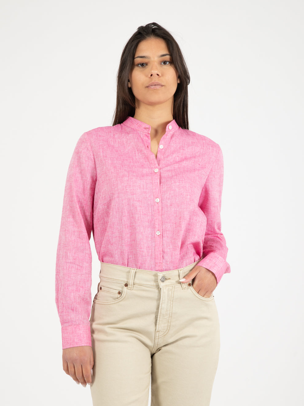 Camicia in lino ciliegia