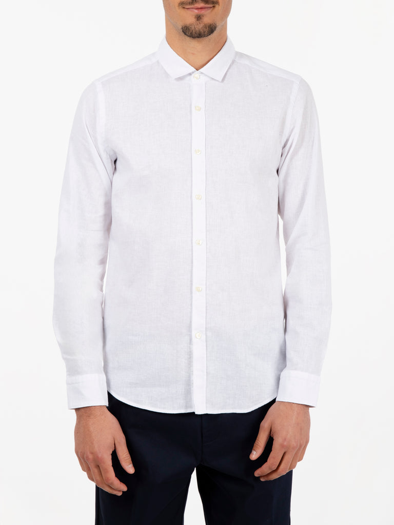 GMF - Camicia in misto lino cotone bianco