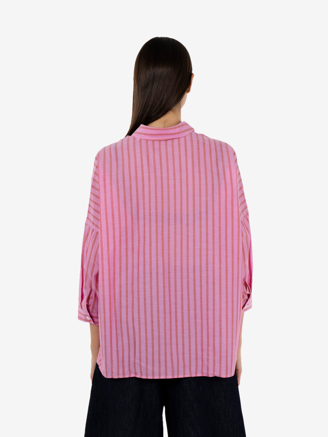 Lisa shirt with fuchsia/red stripes