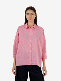 Camicia Lisa in lino ciliegia