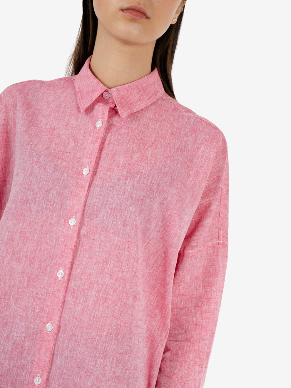 Camicia Lisa in lino ciliegia
