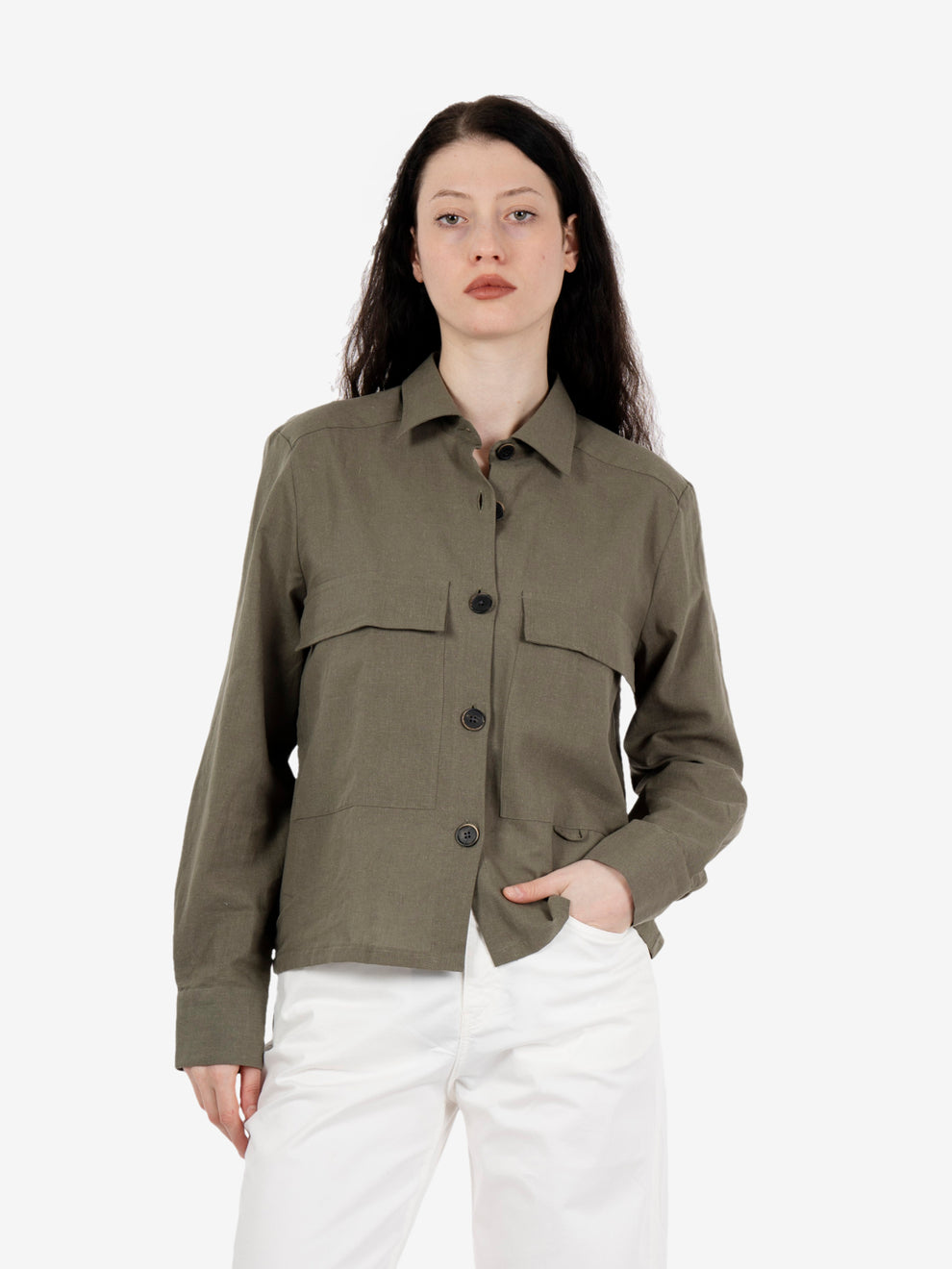 Lisa green linen shirt