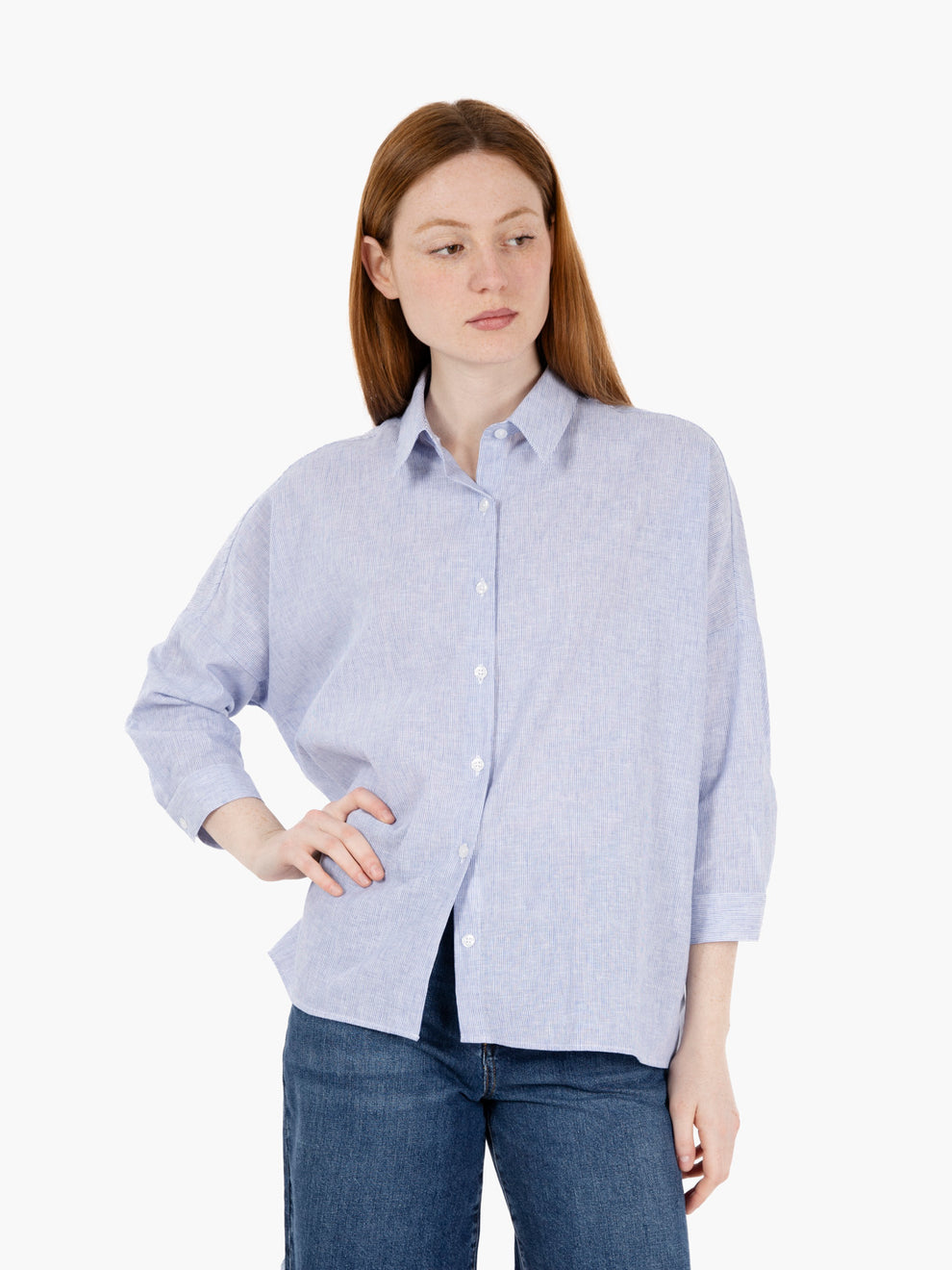 Lisa shirt box linen blue