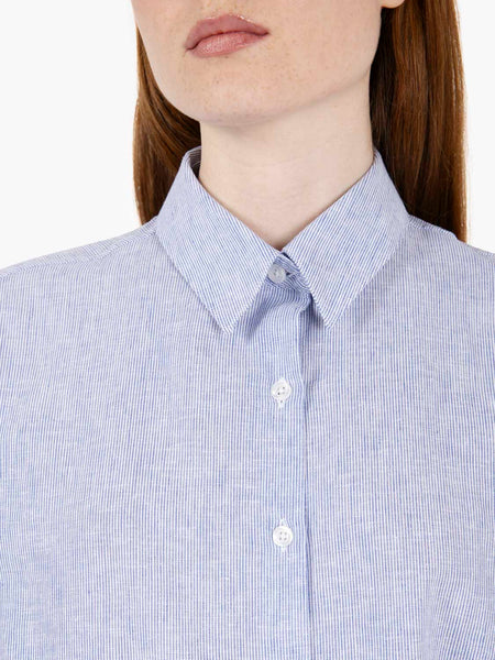 Camicia Lisa scatola lino bluette