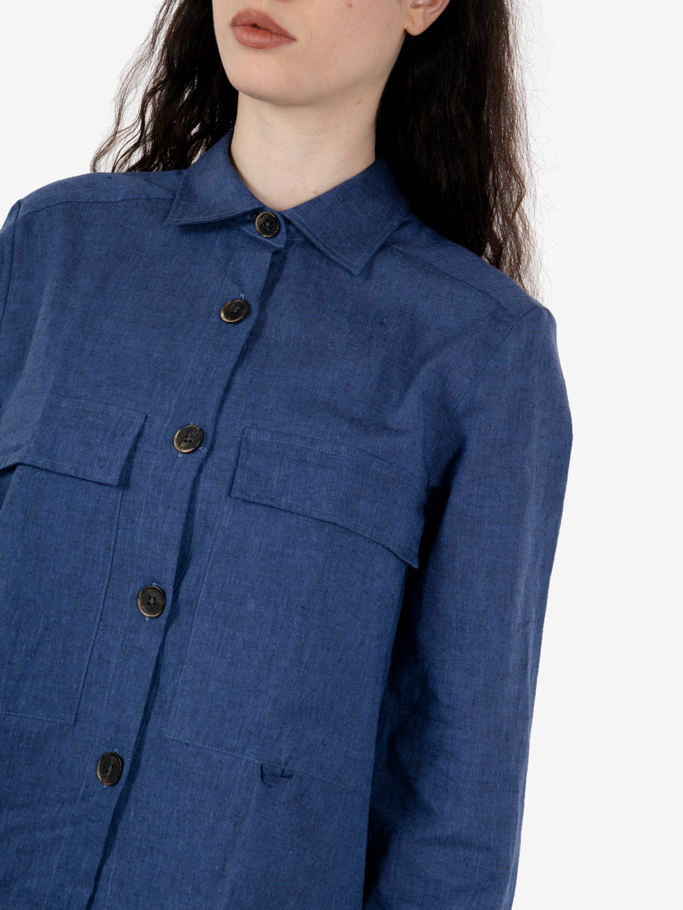 Miriam blue cotton shirt with pockets
