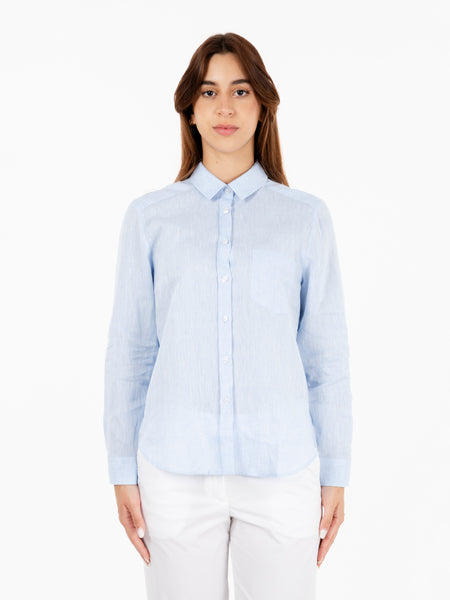 Camicia over lino cotone azzurro