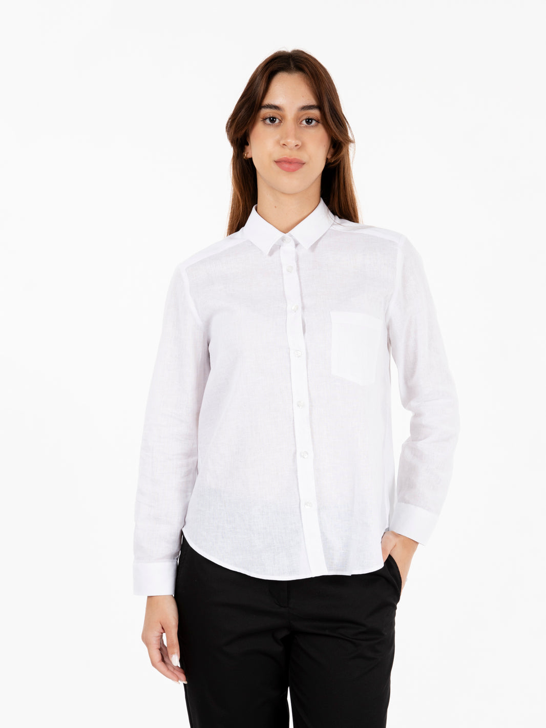 Camicia over lino cotone bianco