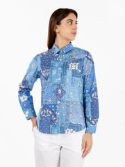 GMF - Camicia over motivo bandana azzurro