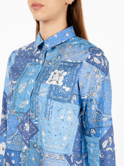 GMF - Camicia over motivo bandana azzurro