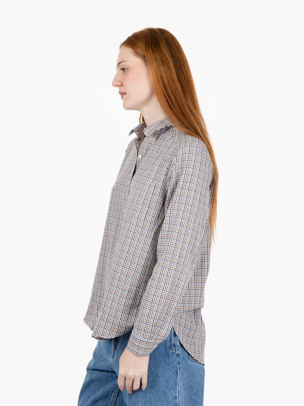 Oversized dark brown/blue checked shirt