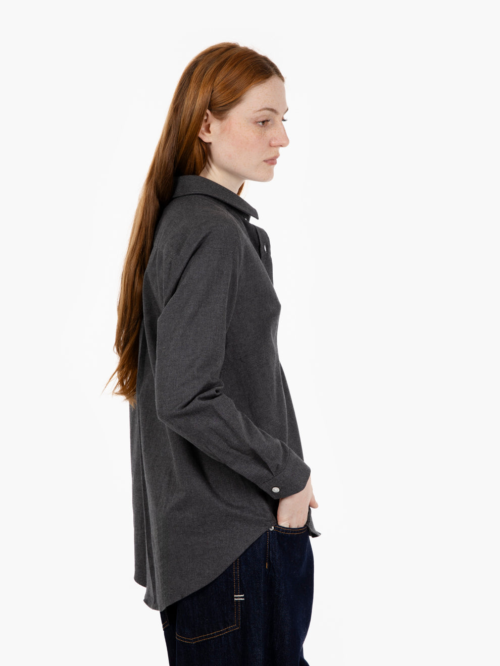 Camicia oversize flanella antracite