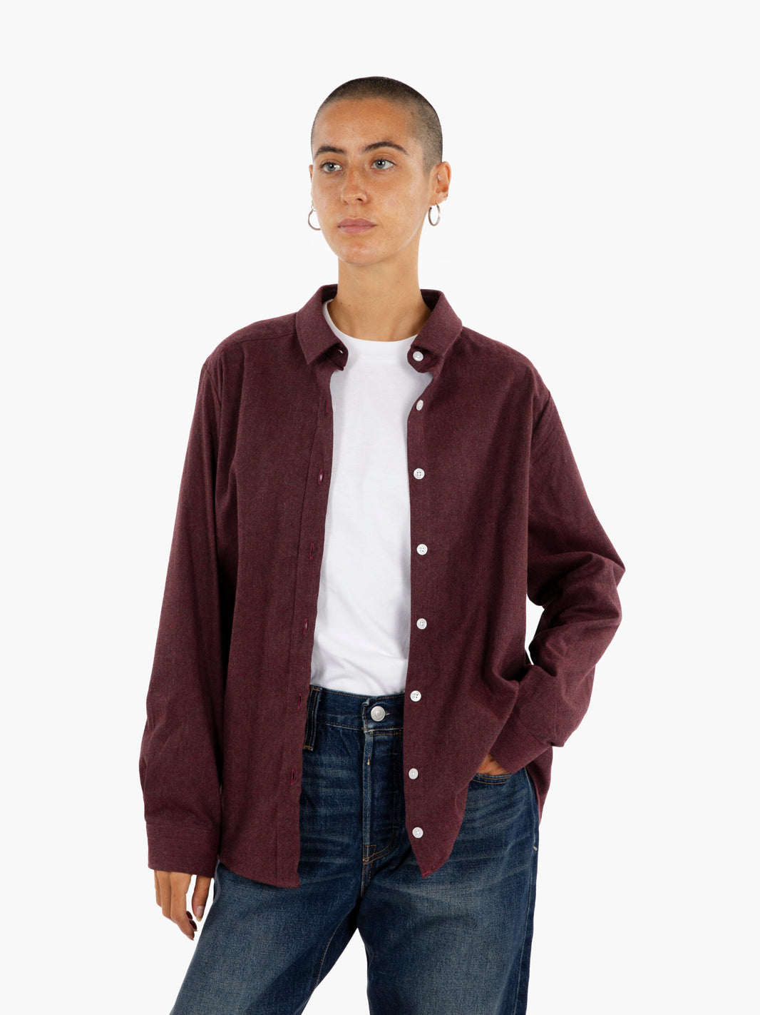 Oversized burgundy flannel shirt