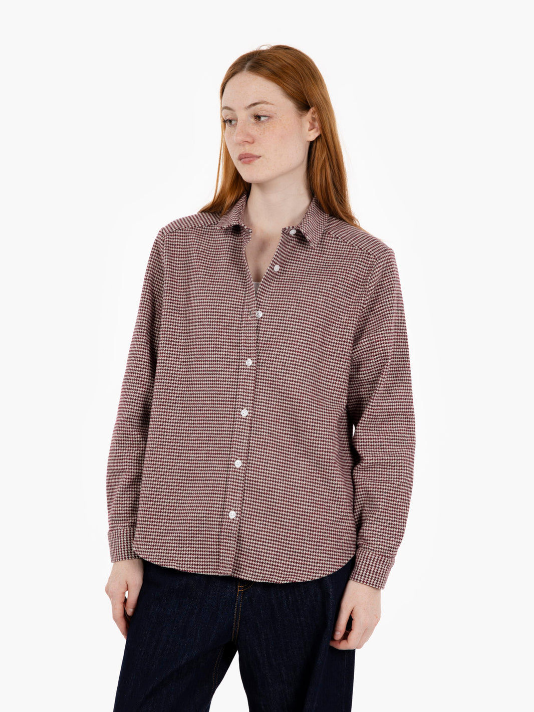 Camicia oversize pied de poule bianco / rosso