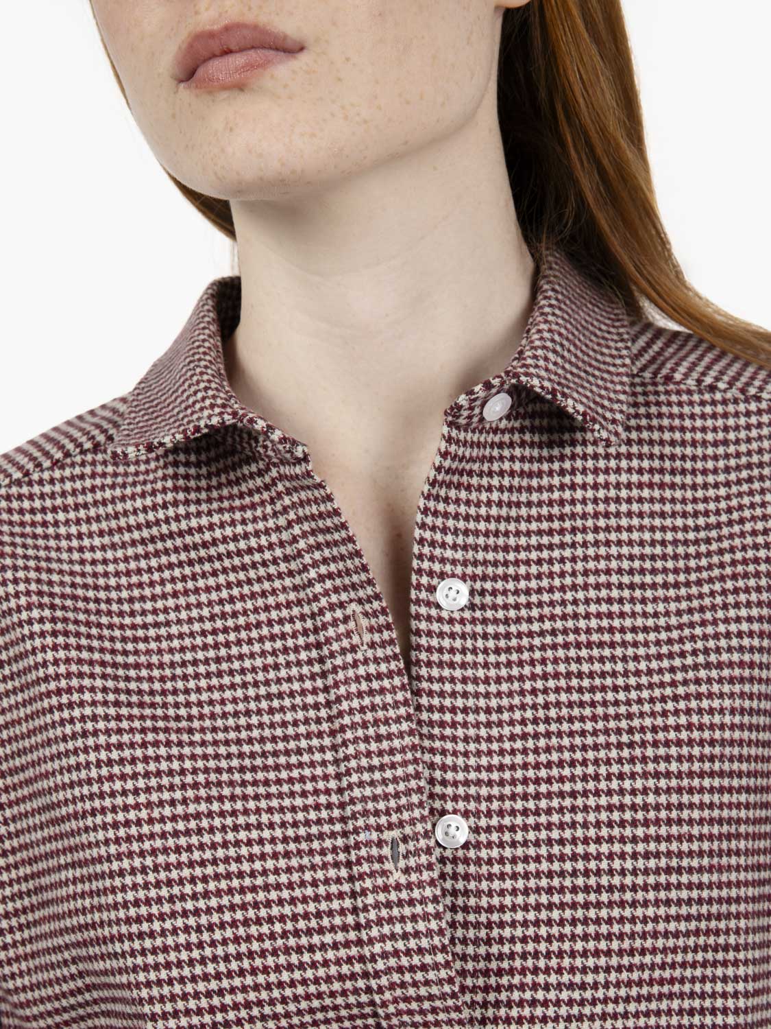Camicia oversize pied de poule bianco / rosso