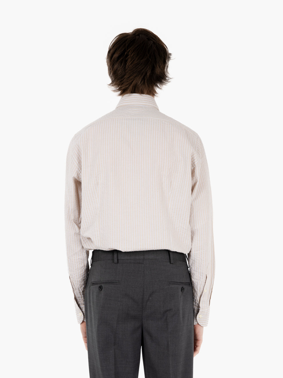 Camicia regular a righe beige