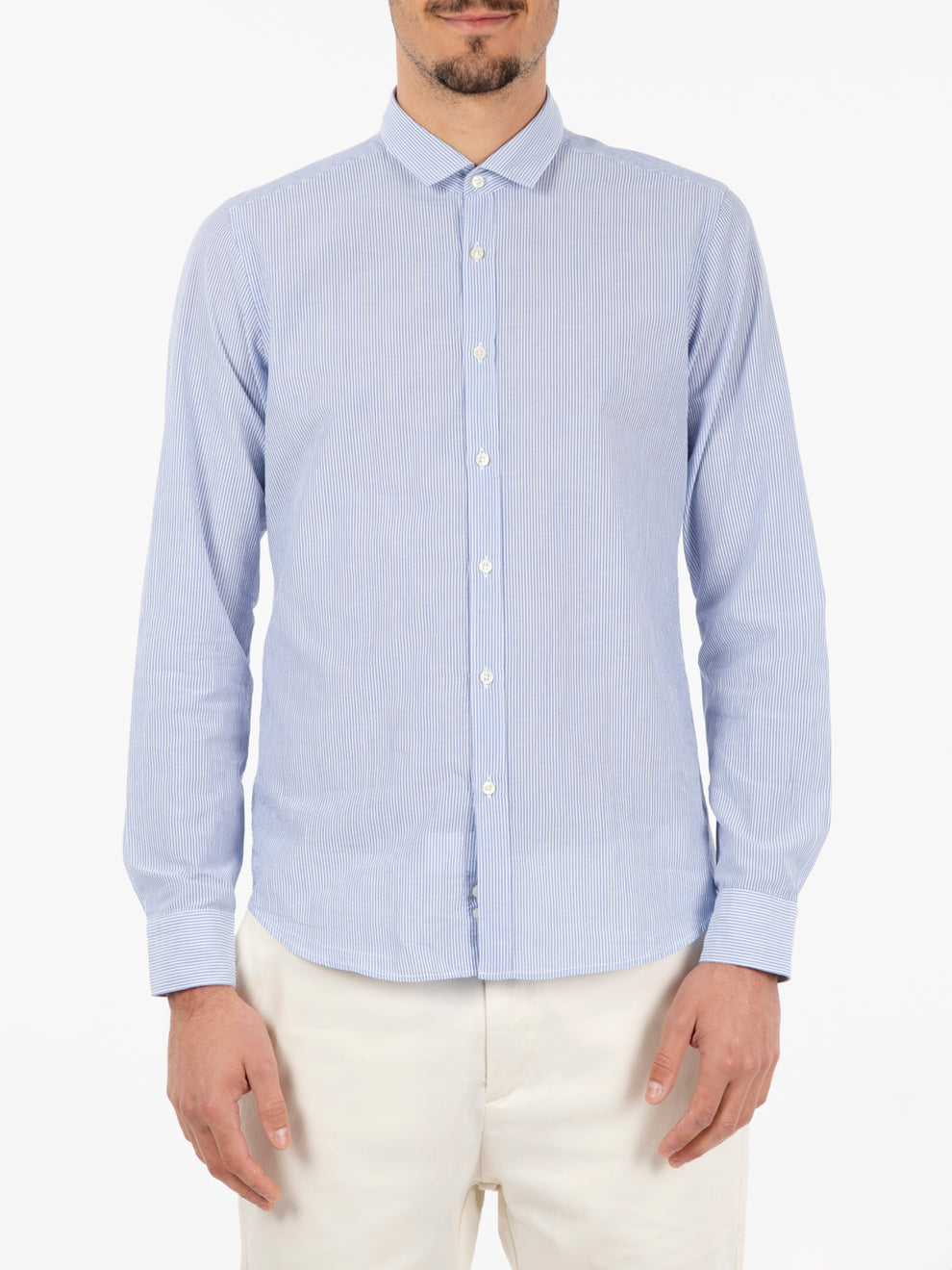 White/blue striped shirt