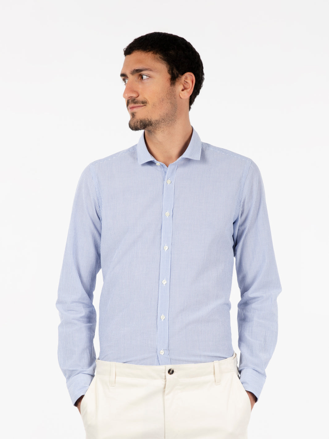 Camicia rigata bianco / blu