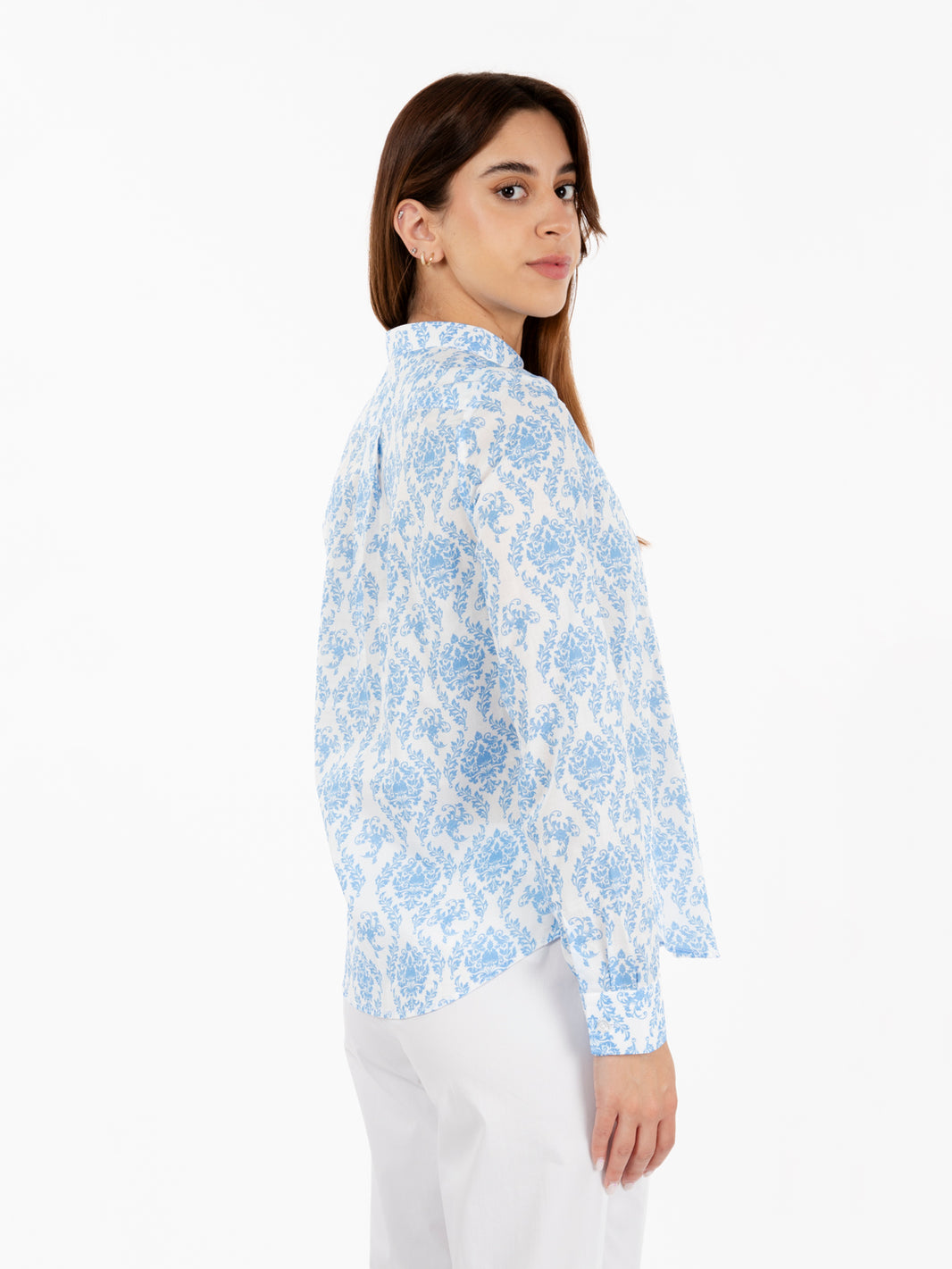 Camicia serafino fantasia azzurra