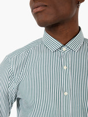 GMF - Camicia slim a righe verde / bianco