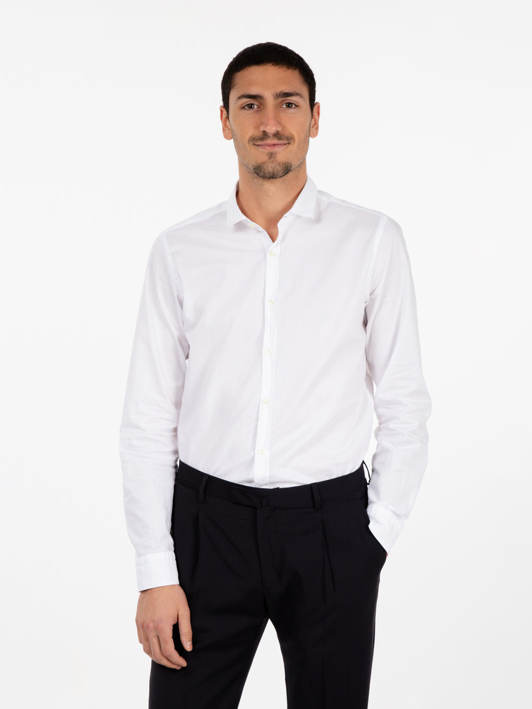 White cotton slim shirt