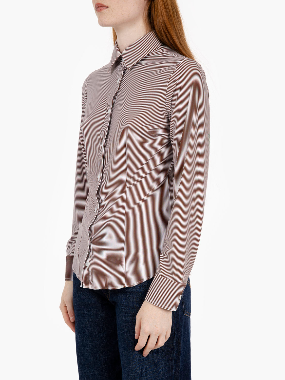 Camicia stretch Marilyn a righe bianco / moro