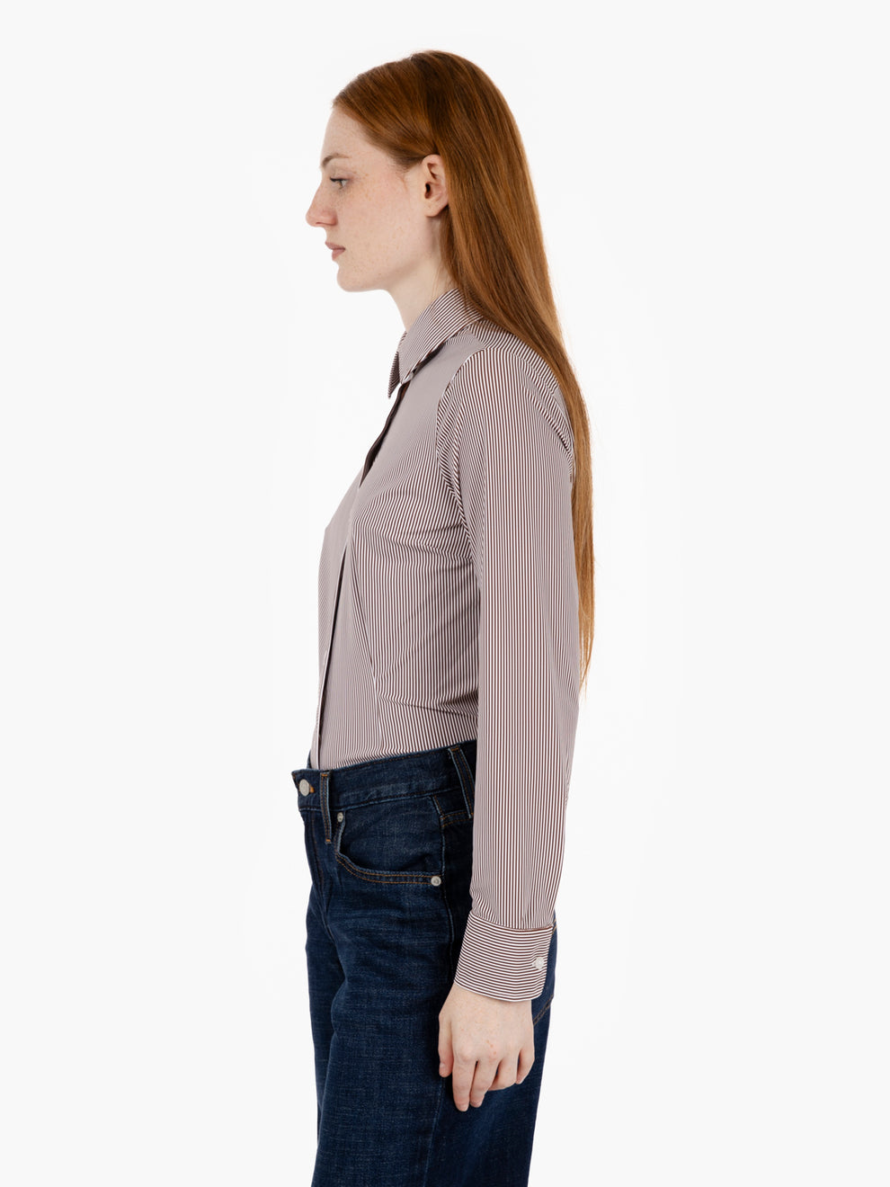 Camicia stretch Marilyn a righe bianco / moro