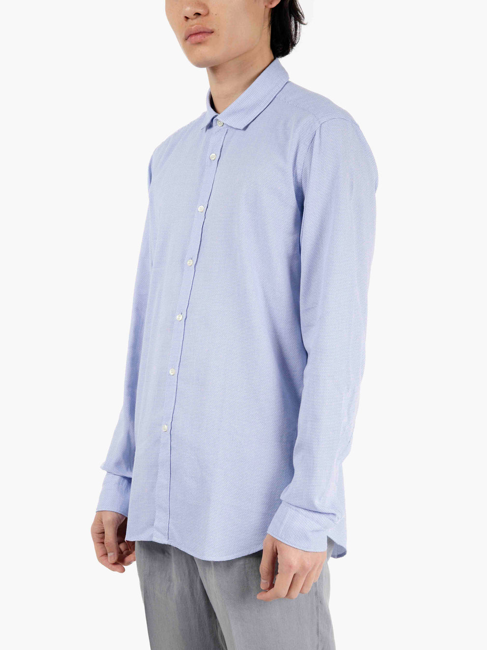 Camicia tessuto operato slim azzurro / bianco