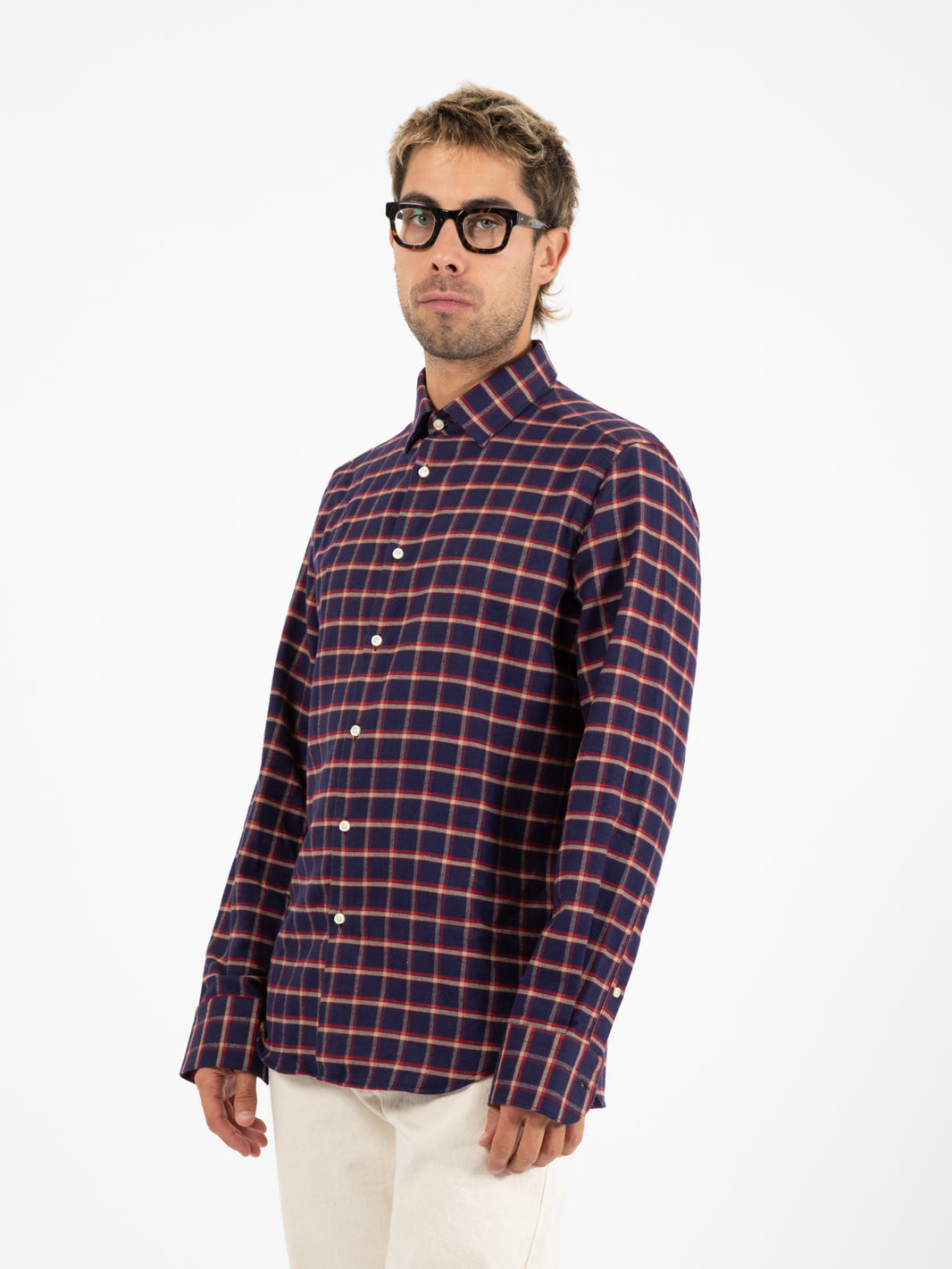 Camicia in flanella check blu / rosso