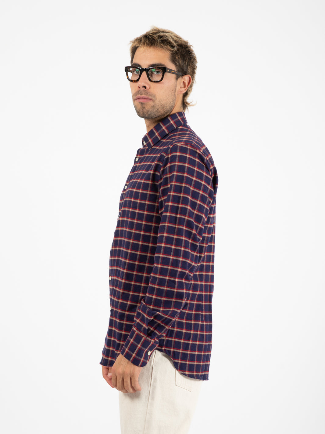 Camicia in flanella check blu / rosso