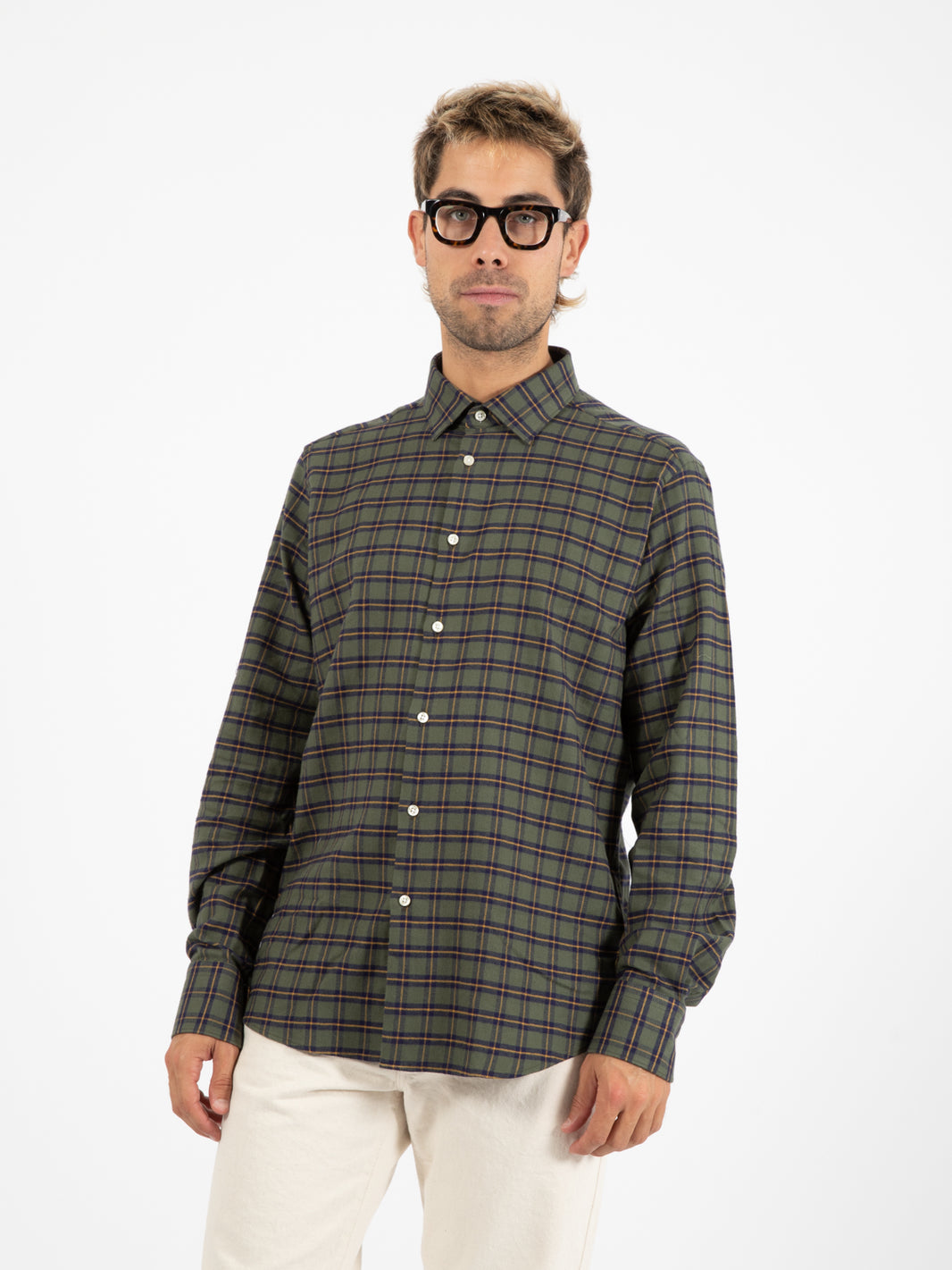 Camicia in flanella check blu / verde