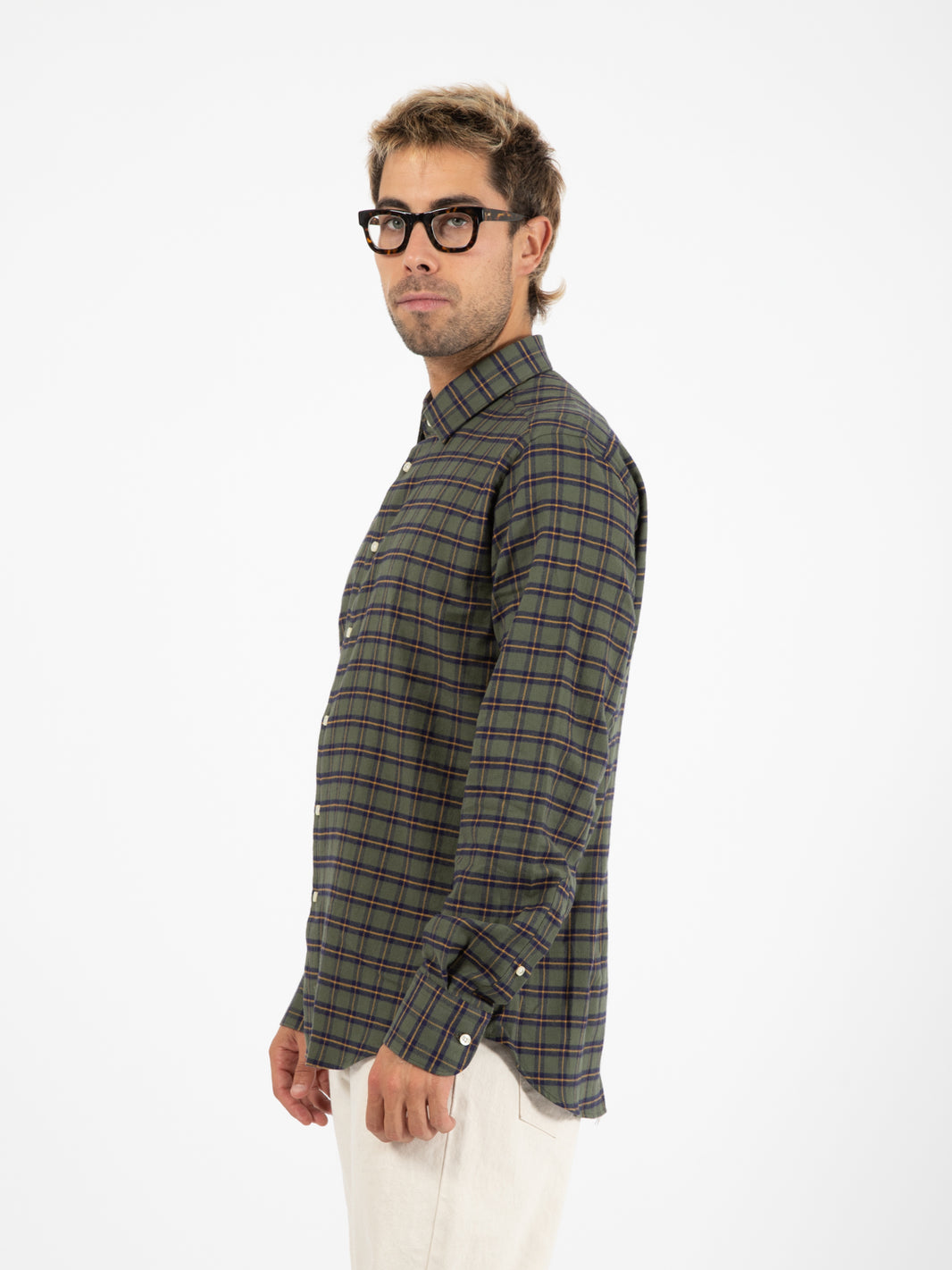 Camicia in flanella check blu / verde