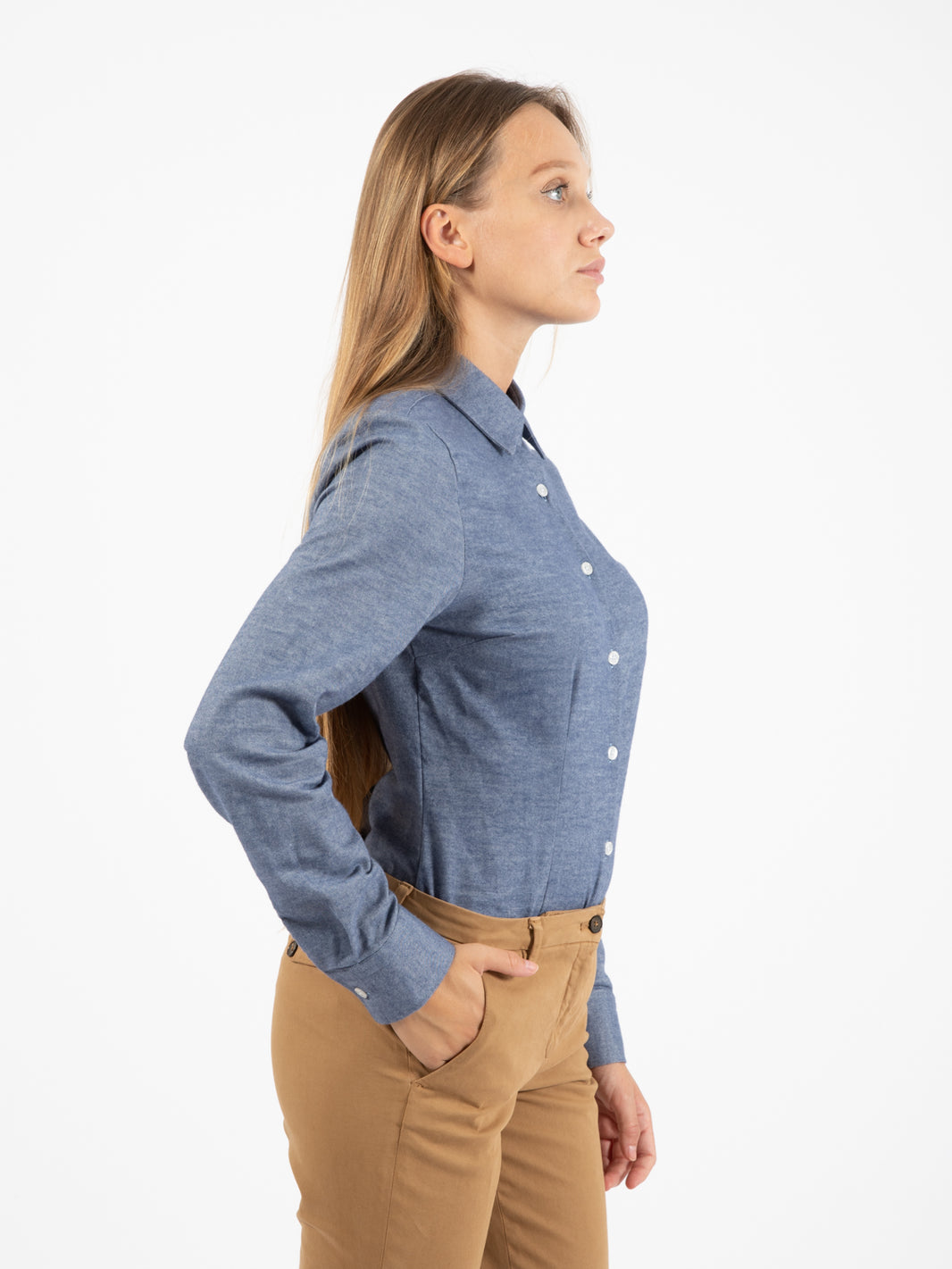 Camicia in flanella denim blu
