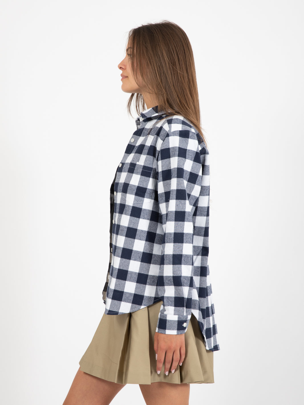 Camicia over check flanella bianco / blu