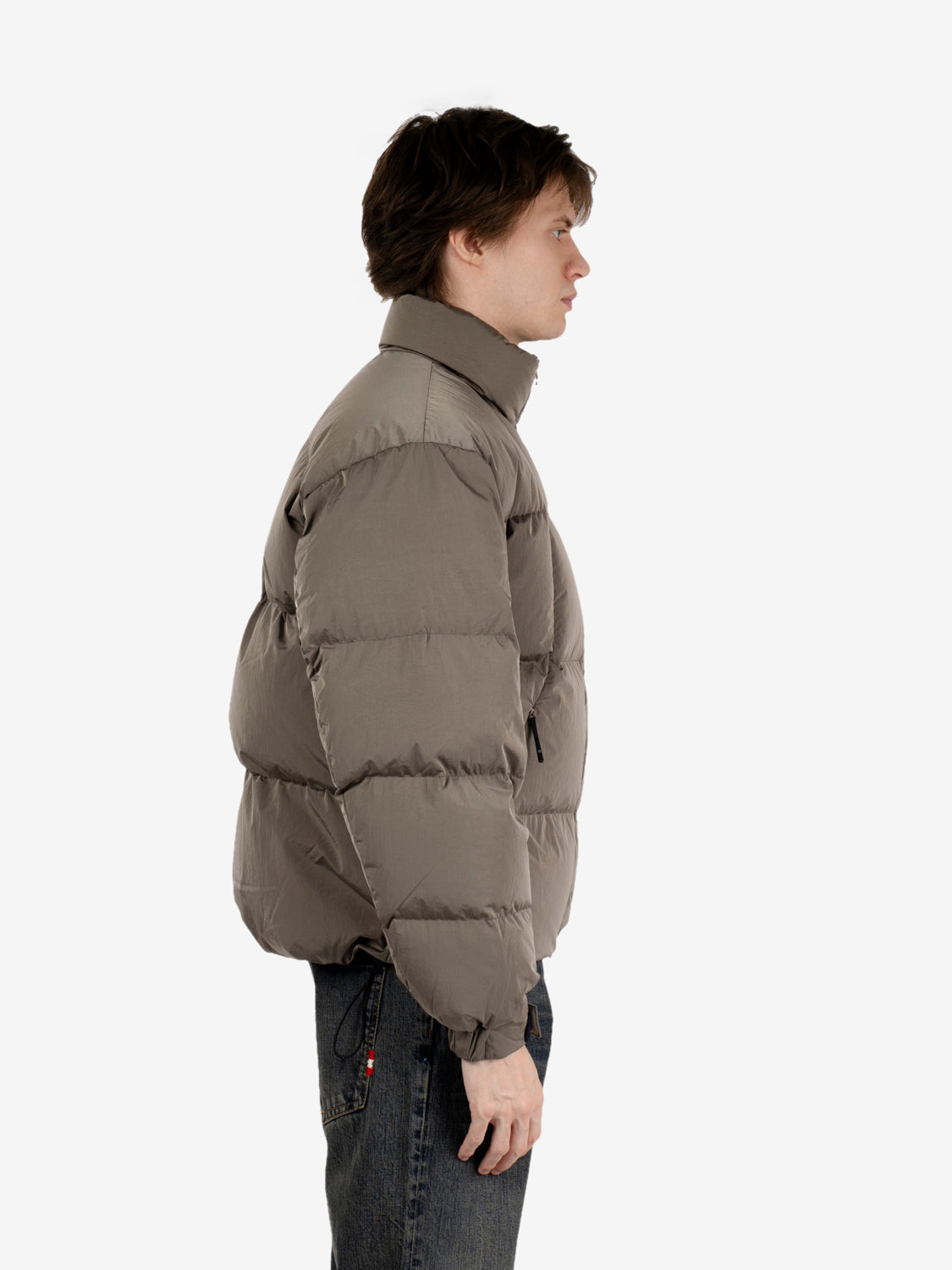 Dope Dyed Ripple nylon down jacket woody beige