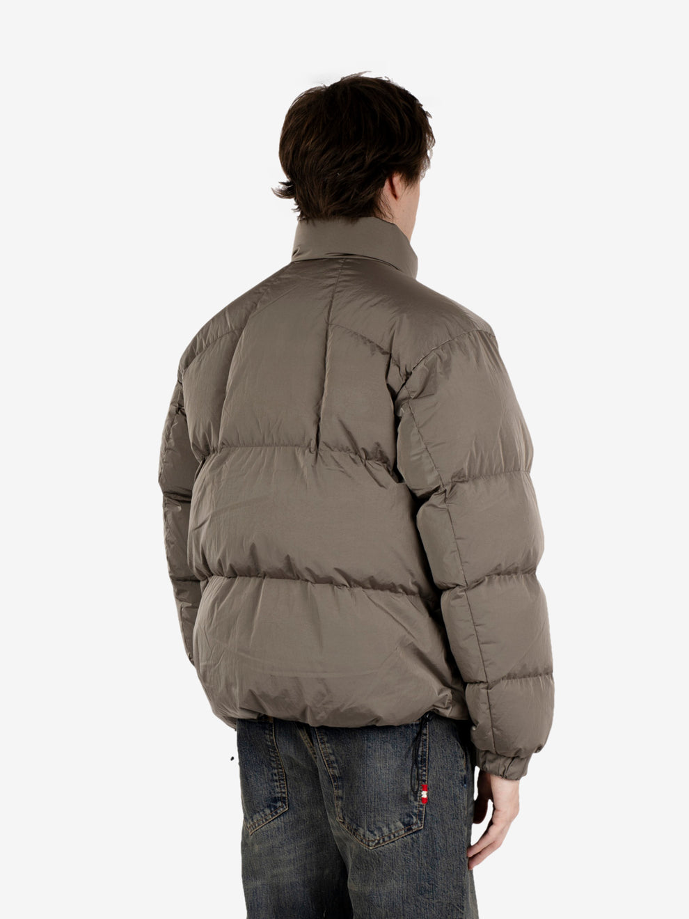 Dope Dyed Ripple nylon down jacket woody beige