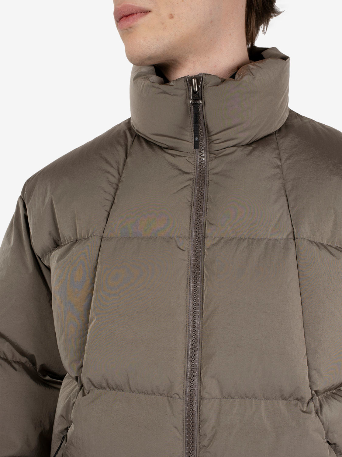 Dope Dyed Ripple nylon down jacket woody beige