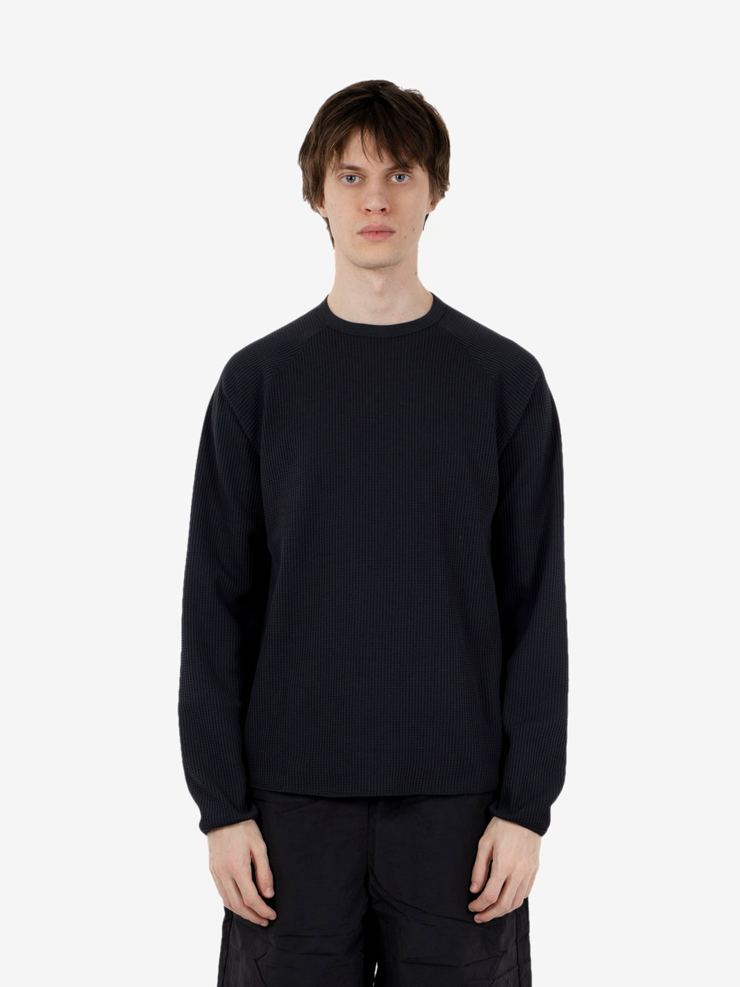 Waffle light l/s t-shirt black