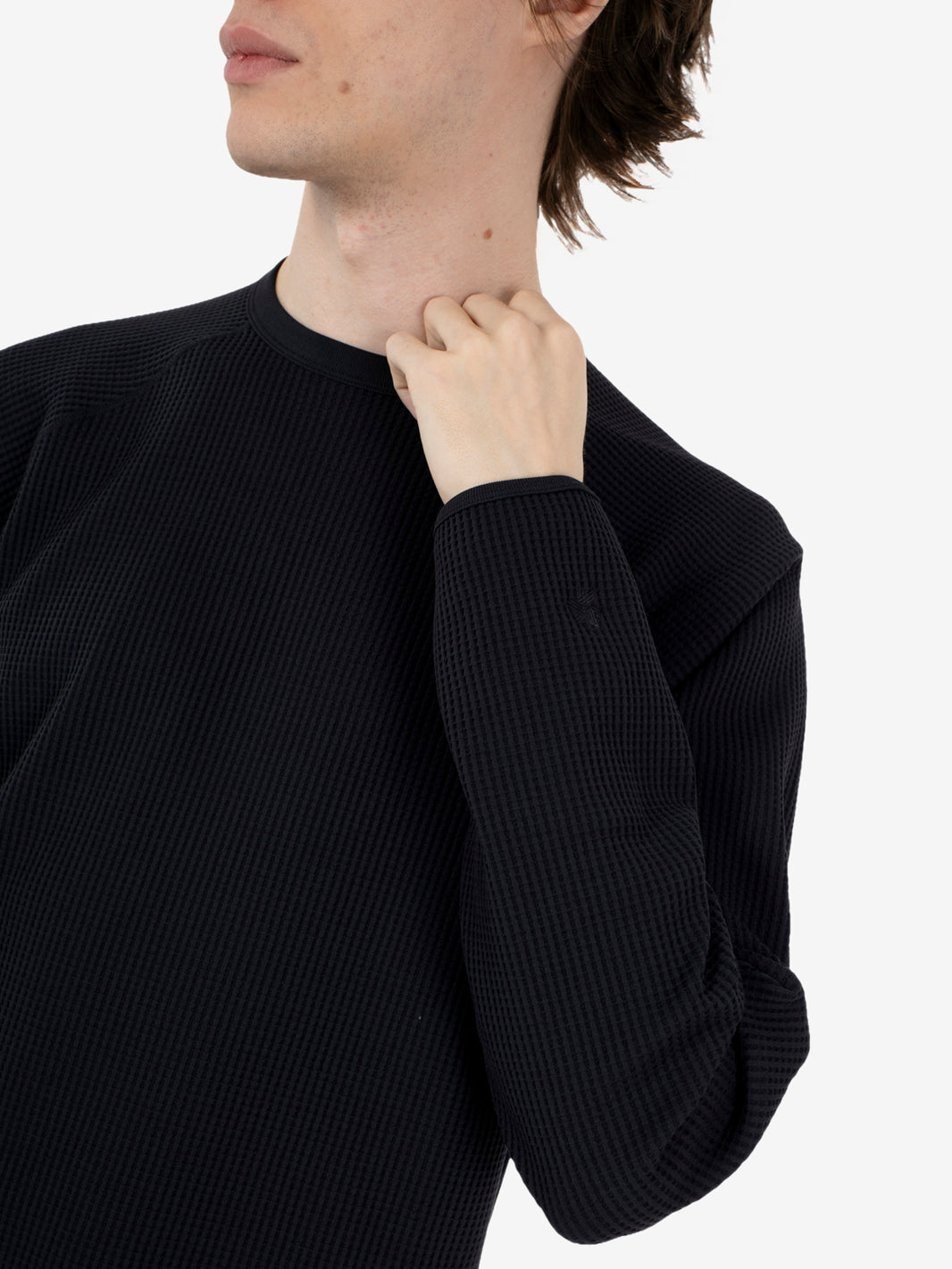 Waffle light l/s t-shirt black