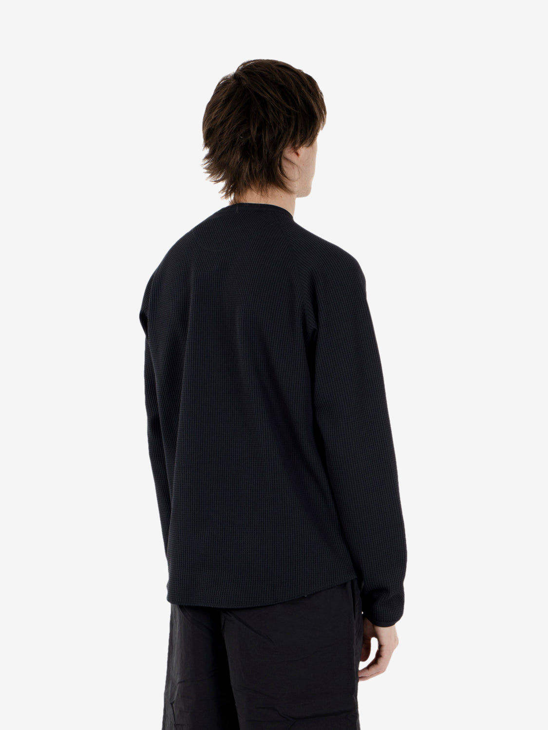 Waffle light l/s t-shirt black