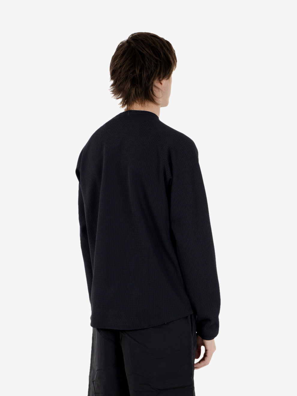 Waffle light l/s t-shirt black