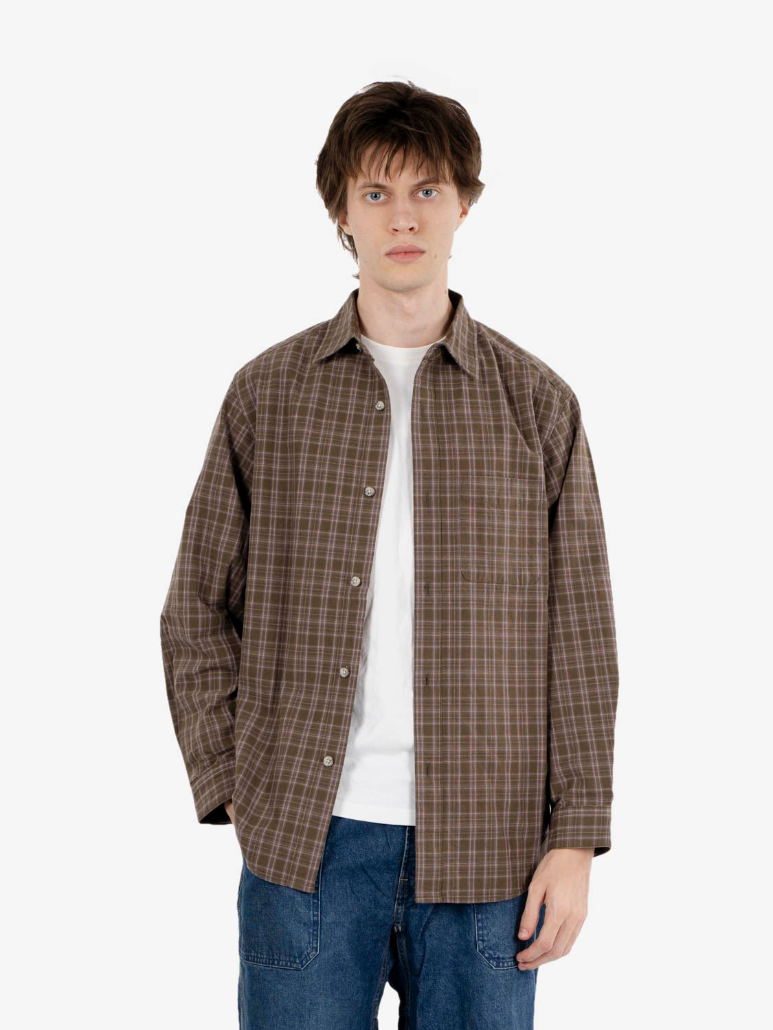Heavy weight checkered shirt violet
