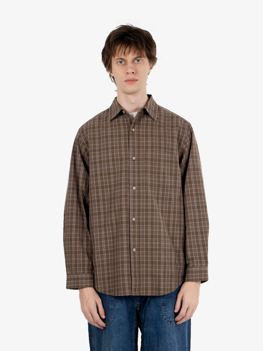 Heavy weight checkered shirt violet